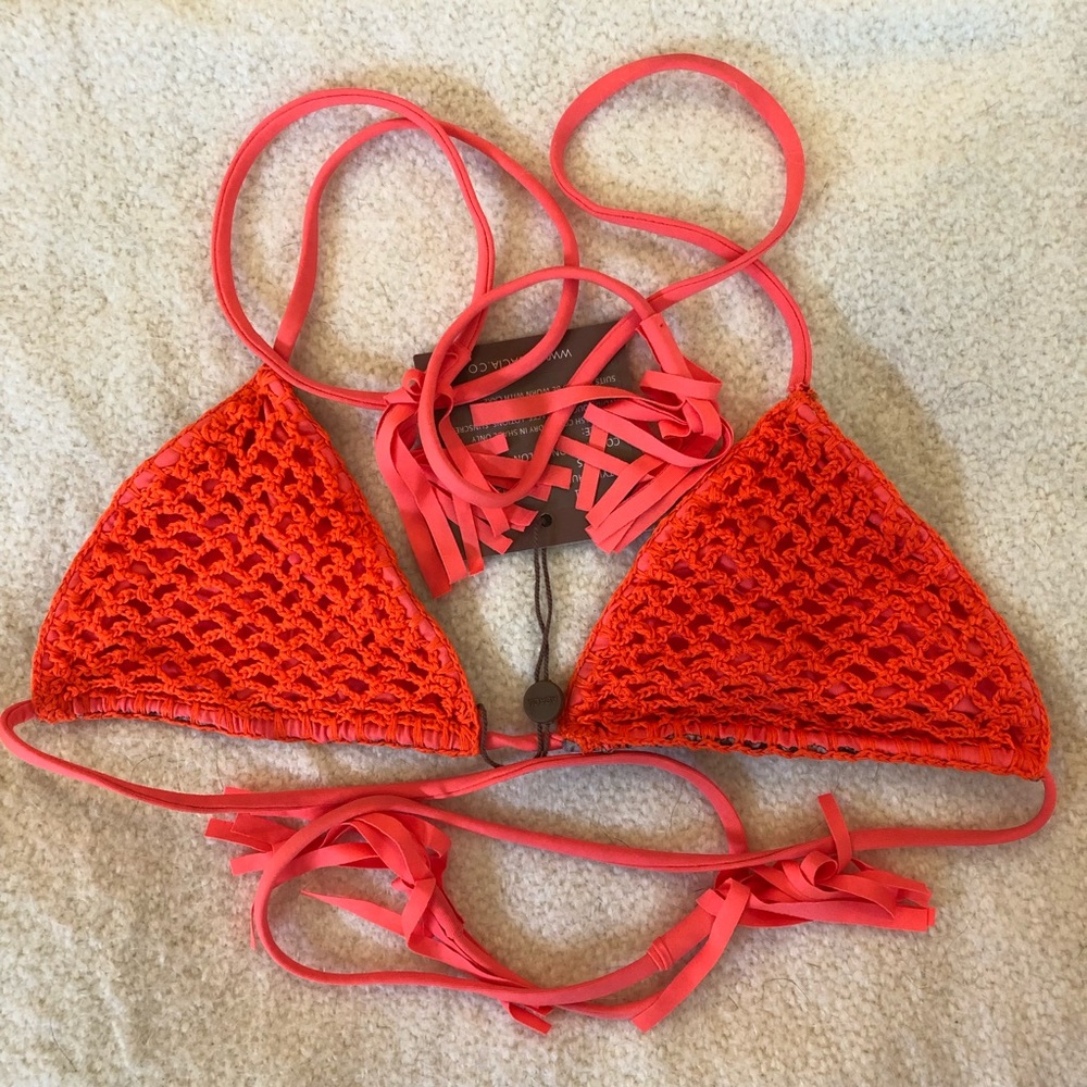 Acacia Swimwear Humuhumu Crochet Top in Neon Melon